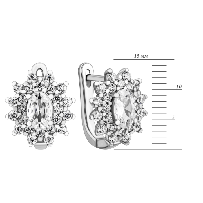 Срібні сережки з фіанітами.Артикул UG5B00006