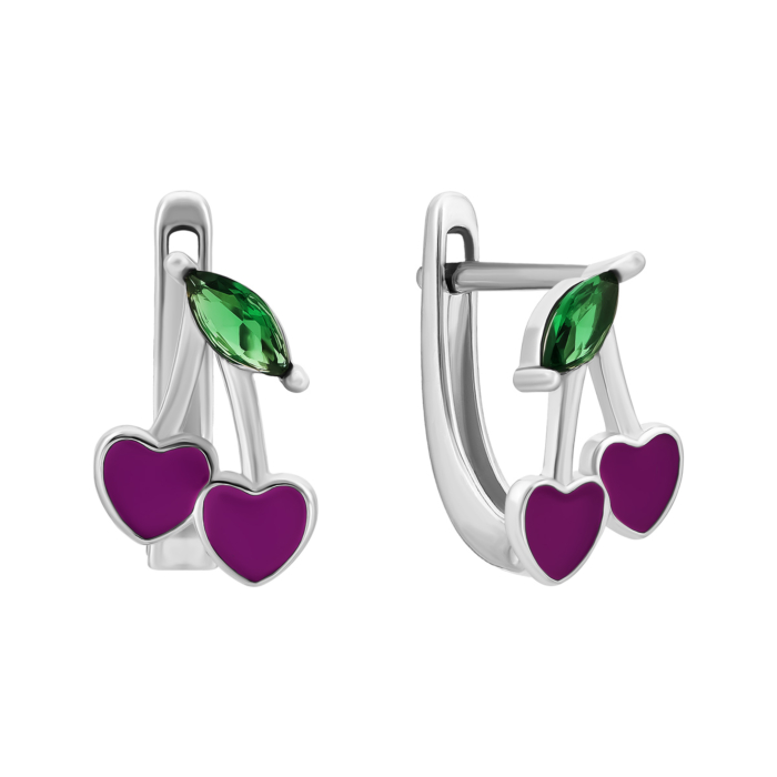 Серебряные серьги Вишенки с фианитами. Артикул UG5SZDE06227