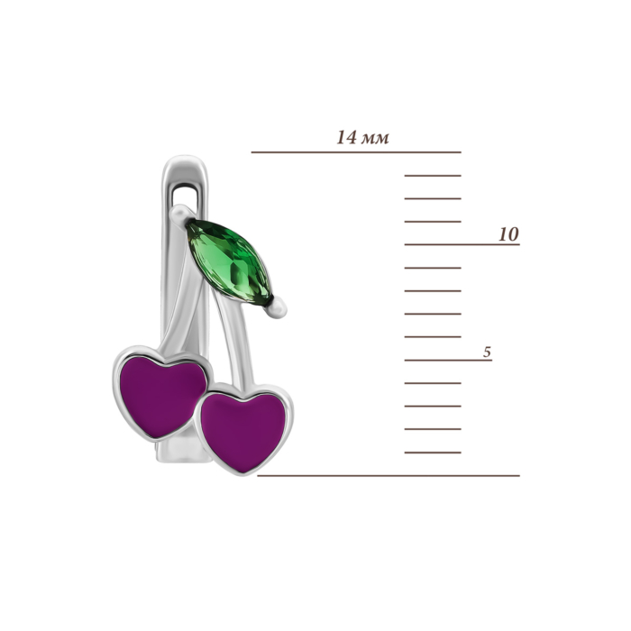 Серебряные серьги Вишенки с фианитами. Артикул UG5SZDE06227