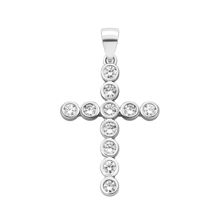 Срібний хрестик з фіанітами.Артикул UG51PE68471