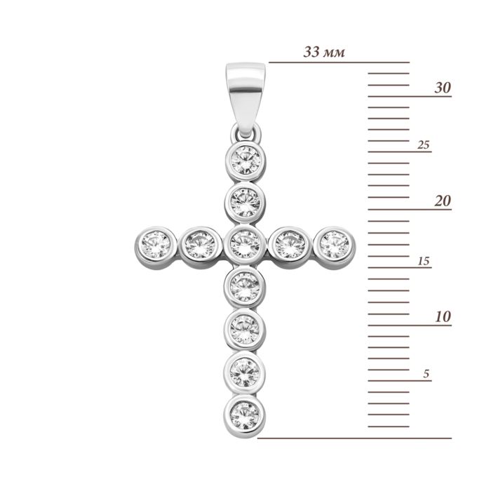 Срібний хрестик з фіанітами.Артикул UG51PE68471