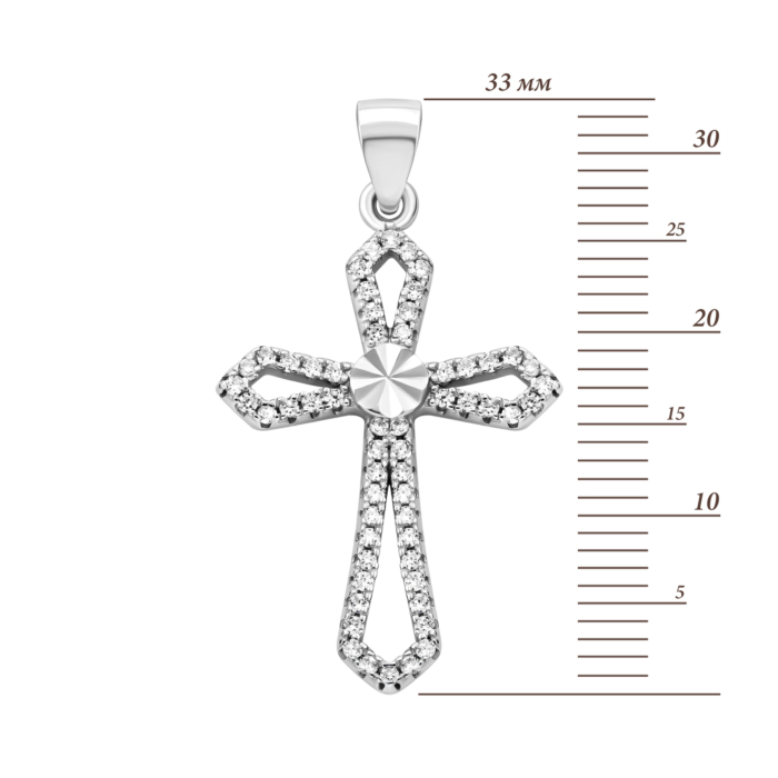 Срібний хрестик з фіанітами.Артикул UG51PE69529