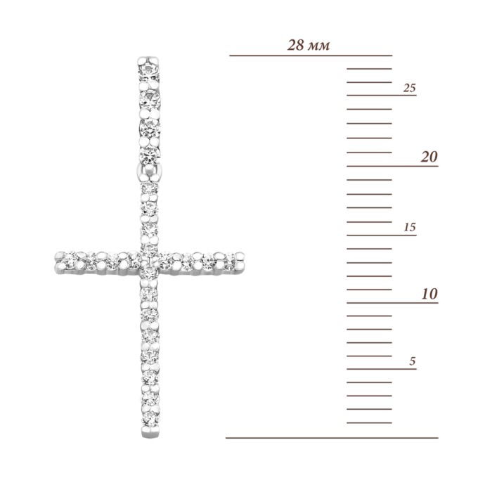 Срібний хрестик з фіанітами.Артикул UG52-0021.0.2