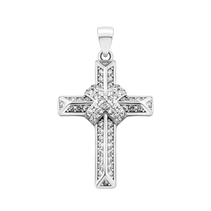 Срібний хрестик з фіанітами.Артикул UG52P11163