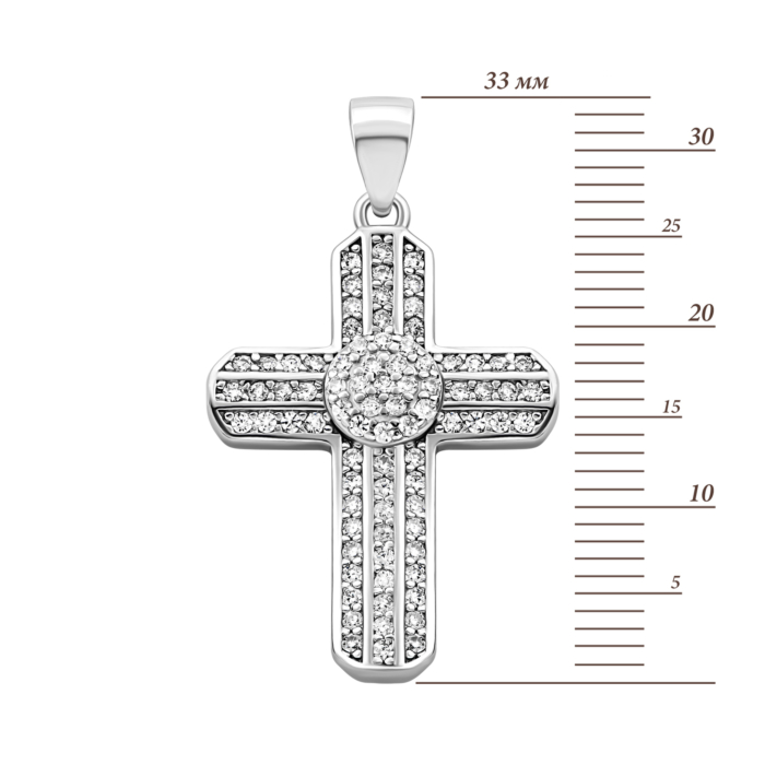 Срібний хрестик з фіанітами.Артикул UG52P11165