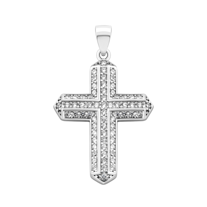 Срібний хрестик з фіанітами.Артикул UG52P11963