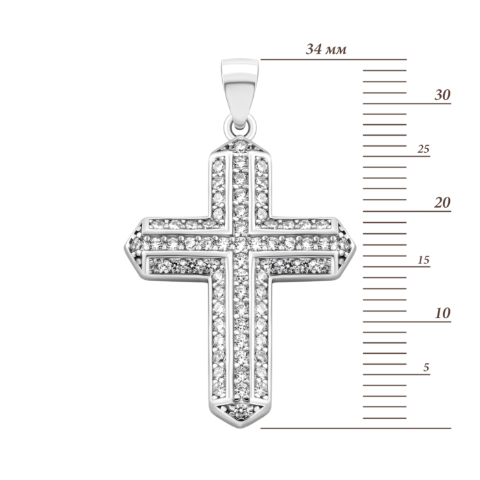 Срібний хрестик з фіанітами.Артикул UG52P11963