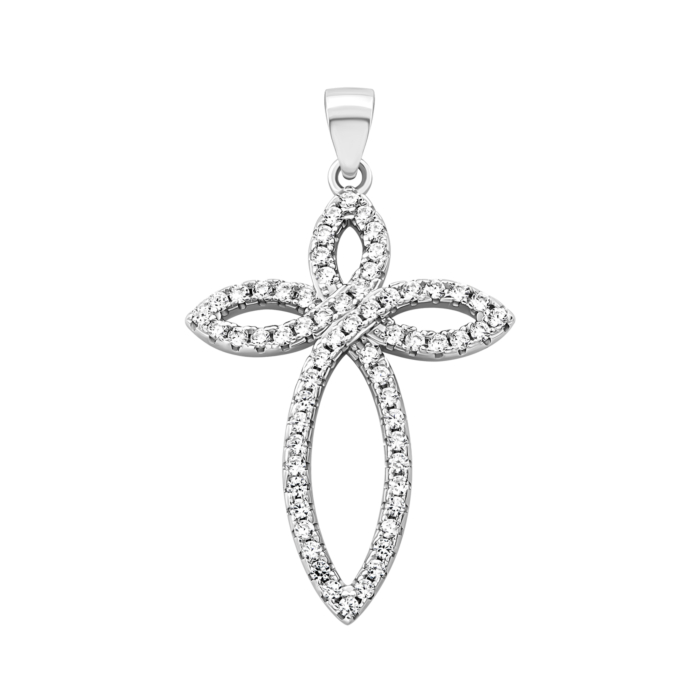 Срібний хрестик з фіанітами.Артикул UG52P13316