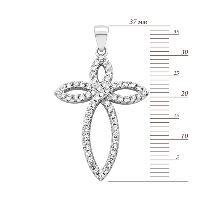 Срібний хрестик з фіанітами.Артикул UG52P13316