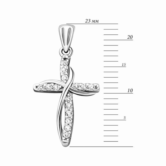 Срібний хрестик з фіанітами.Артикул UG5G00029