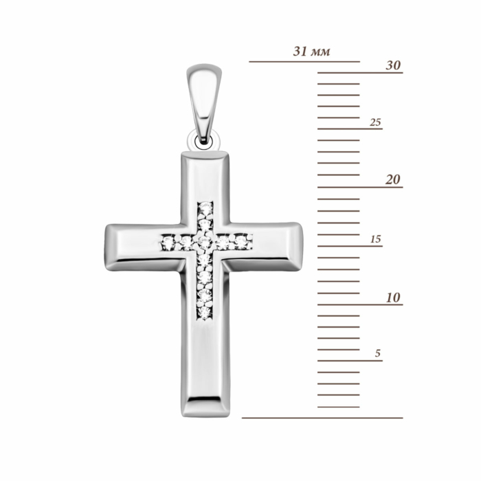 Серебряный крестик с фианитами.Артикул UG5SZ003