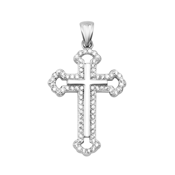 Срібний хрестик з фіанітами. Артикул UGSZDP10305