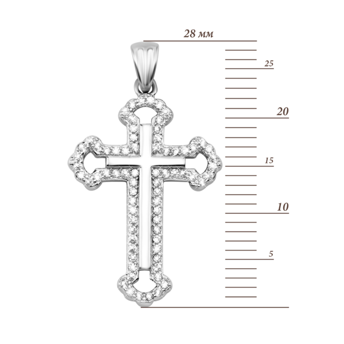 Срібний хрестик з фіанітами. Артикул UGSZDP10305