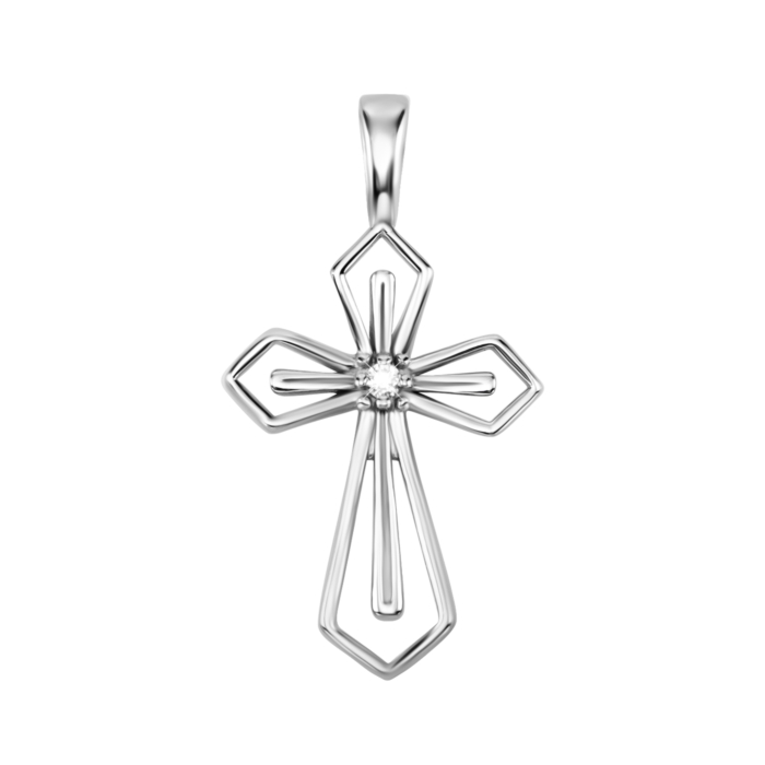 Срібний хрестик з фіанітами. Артикул  UG5SZDP10402