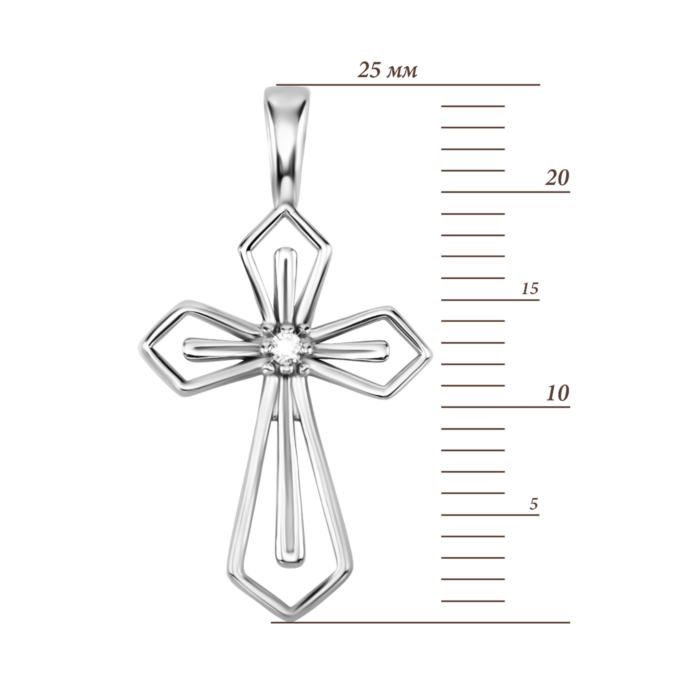 Срібний хрестик з фіанітами. Артикул  UG5SZDP10402