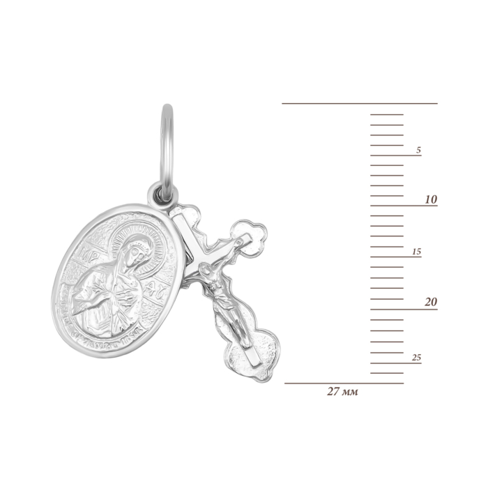 Серебряный крестик с подвеской-иконкой Божией Матери Семистрельная. Артикул UG5П2/164