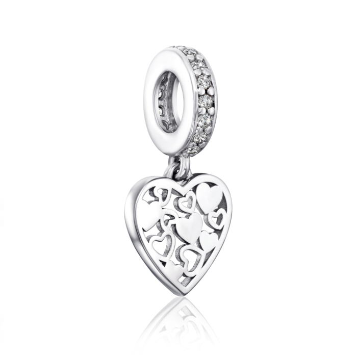Срібна намистина шарм з фіанітами. Артикул 35218/12/1/13