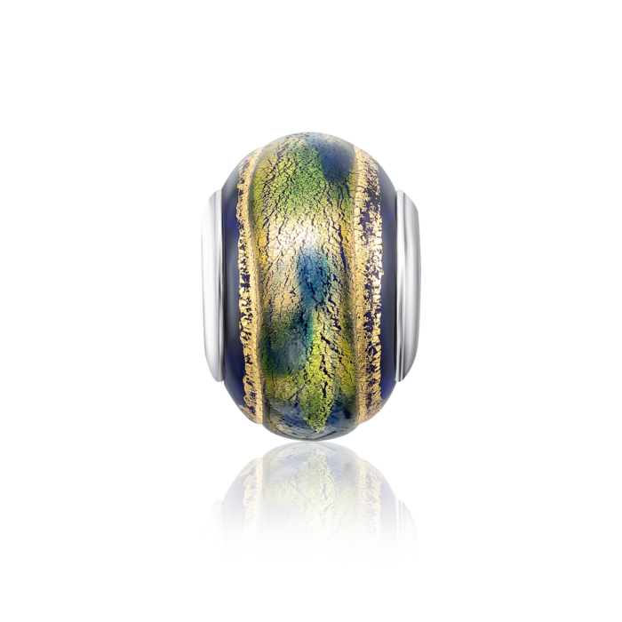 Срібна намистина шарм з муранським склом. Артикул GPN10065-P/12