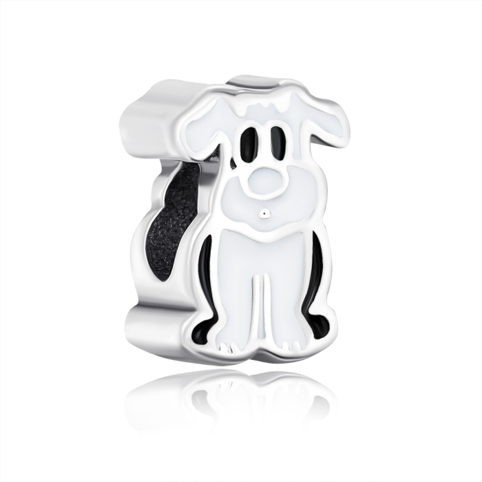 Срібна намистина шарм «Цуцик» з емаллю. Артикул G1585-P/12/483