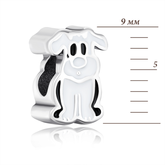 Срібна намистина шарм «Цуцик» з емаллю. Артикул G1585-P/12/483