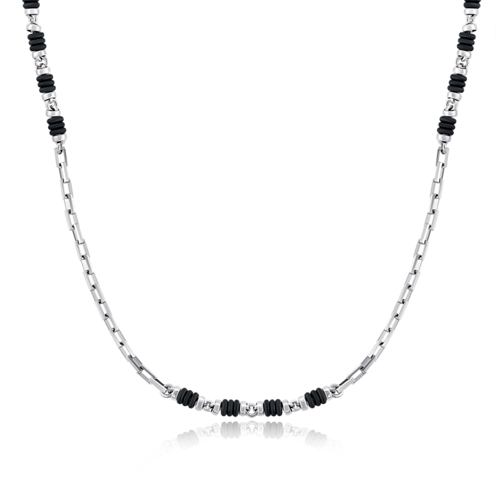 Срібний ланцюжок з каучуковими вставками. Артикул CORXU000002-K/12