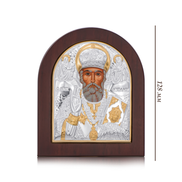 Срібна ікона «Св. Миколай». Артикул EP3-009XAG