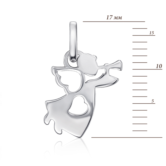 Срібна підвіска «Янгол» без вставки. Артикул 31719/12/1