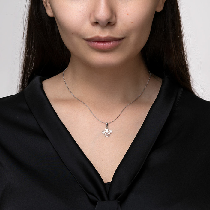 Срібна підвіска «Янгол» без вставки. Артикул 35277/12/1