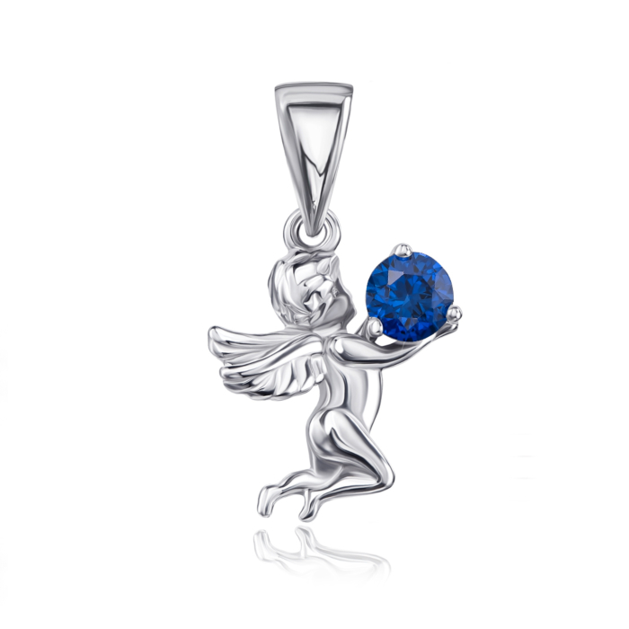 Срібна підвіска «Янгол» з сапфіром. Артикул 35124/12/1/1002