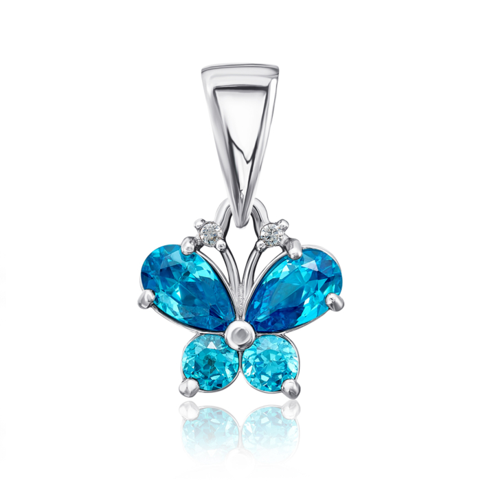 Серебряная подвеска «Бабочка» с фианитами. Артикул 35225/12/1/2547