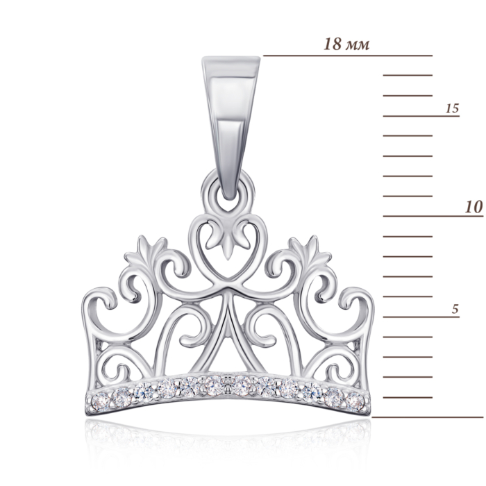 Срібна підвіска «Корона» з фіанітами. Артикул 35620/12/1/1