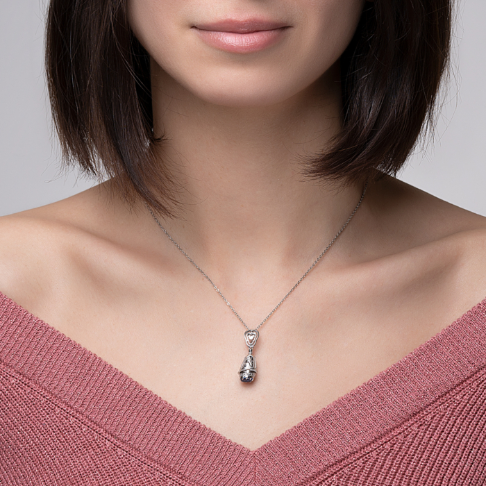 Сріна підвіска-ладанка з фіанітом. Артикул 35253/12/1/3017