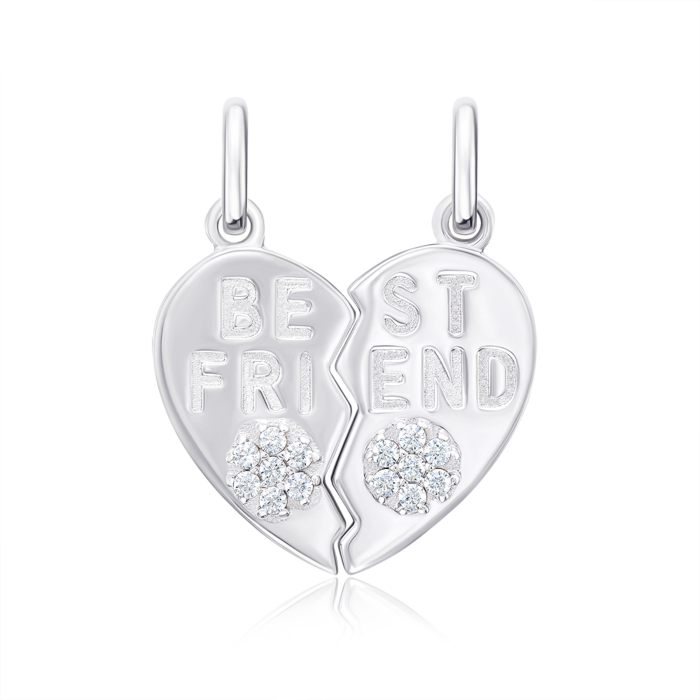 Срібна підвіска «Половинка» з фіанітами. Артикул OP03207A-P/12/1