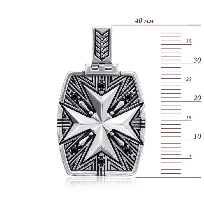 Срібна підвіска з чорними фіанітами. Артикул 35224/12/1/2872