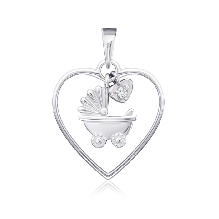 Срібна підвіска з фіанітами. Артикул 35325/12/1/17