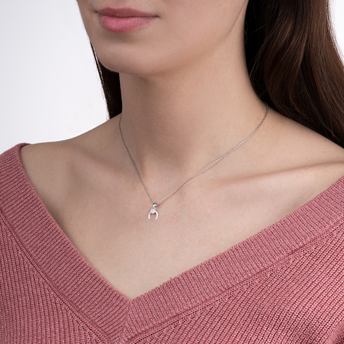 Срібна підвіска з фіанітами. Артикул 35350/12/1/1