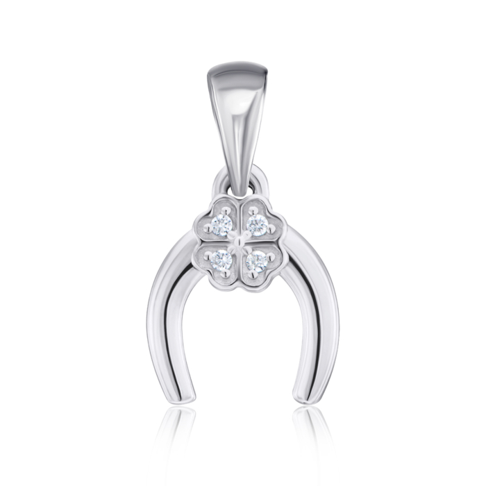 Срібна підвіска з фіанітами. Артикул 35350/12/1/1