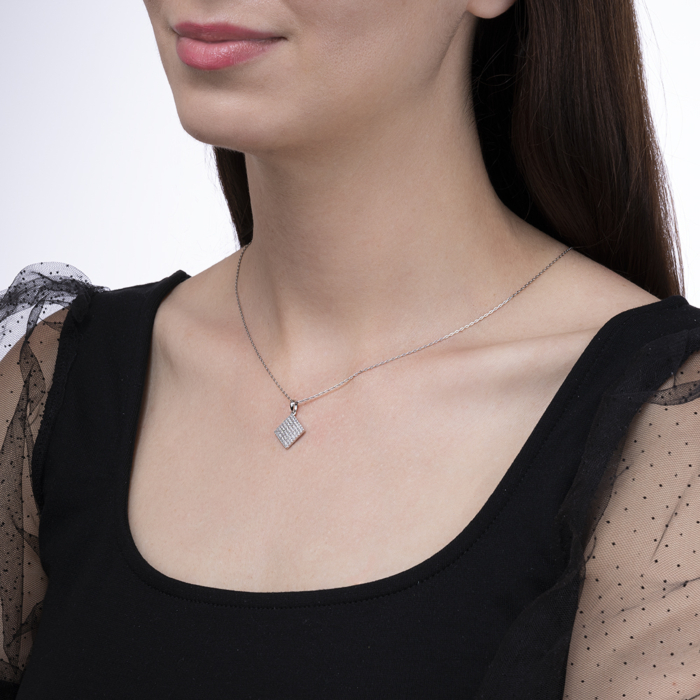 Срібна підвіска з фіанітами. Артикул 35629/12/1/13