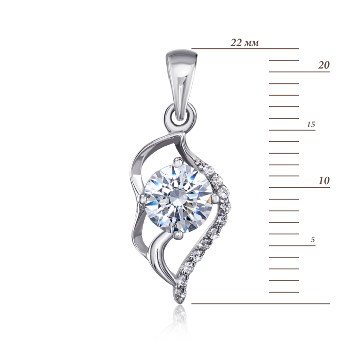 Срібна підвіска з фіанітами S. Артикул 35184/12/1/336