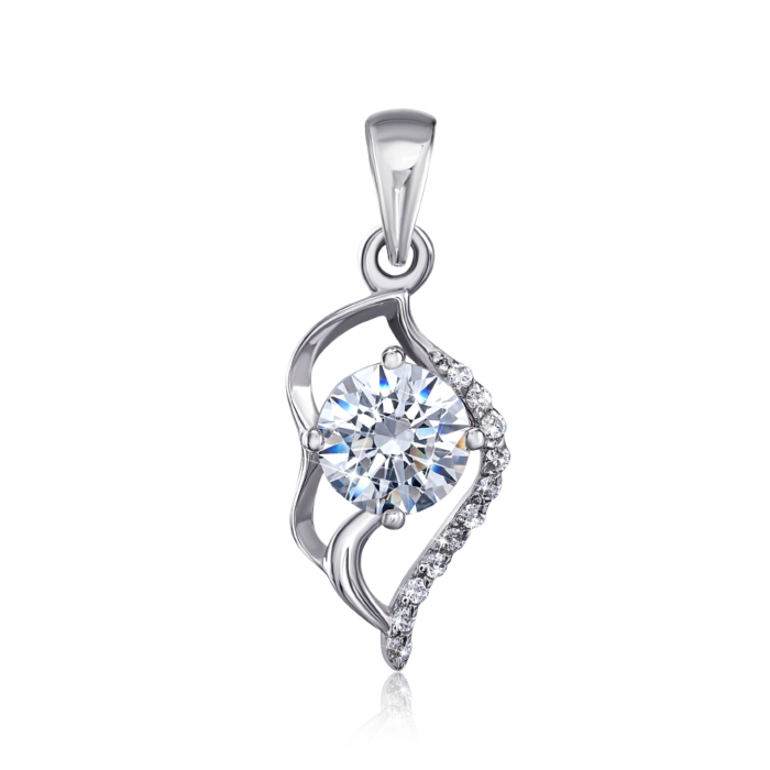 Срібна підвіска з фіанітами S. Артикул 35184/12/1/336