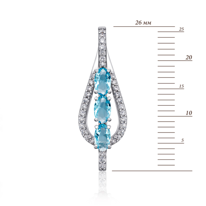 Срібна підвіска з кварцом і фіанітами. Артикул 3841р-QSWB