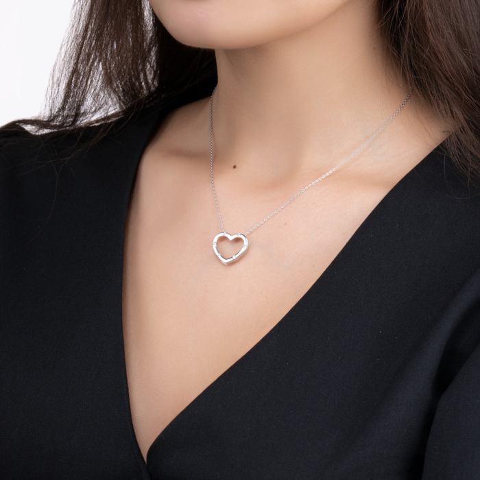 Срібна підвіска «Серце» з фіанітами. Артикул 35349/12/1/46