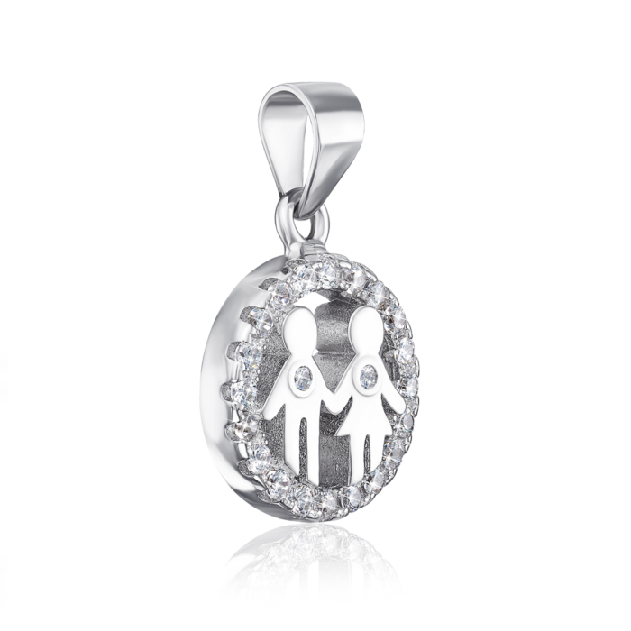 Срібна підвіска «Сім'я» з фіанітами. Артикул 1PE64769-P/12/1