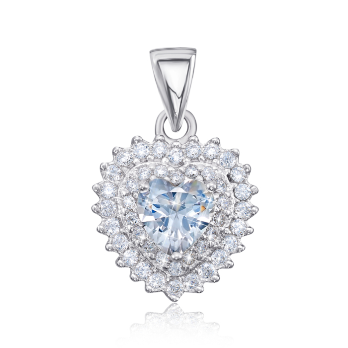 Срібна підвіска «Серце» з фіанітами. Артикул 1PE45411-P/12/1