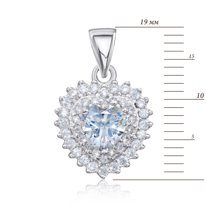 Срібна підвіска «Серце» з фіанітами. Артикул 1PE45411-P/12/1