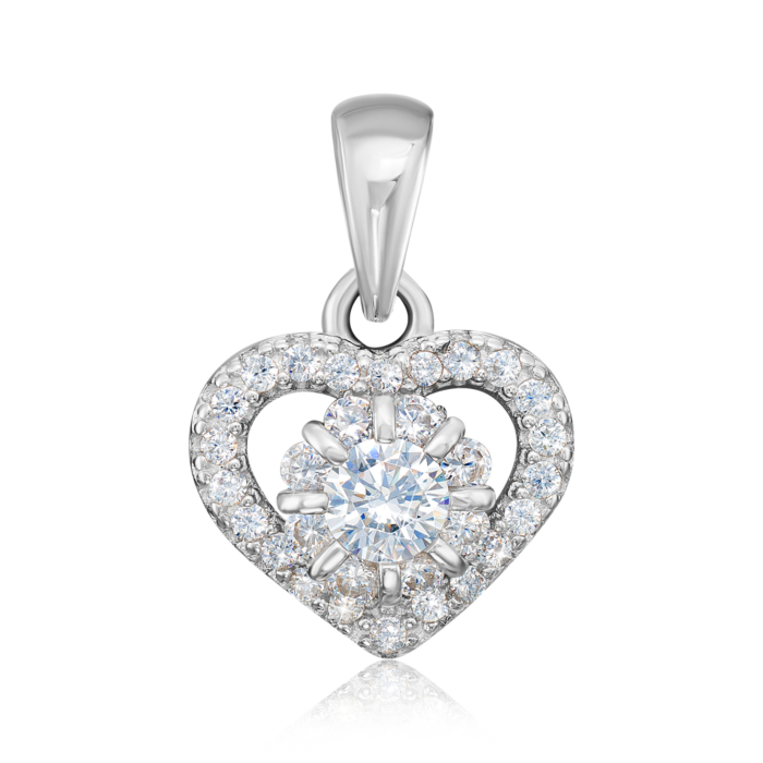 Срібна підвіска «Серце» з фіанітами. Артикул 1PE45613-P/12/1