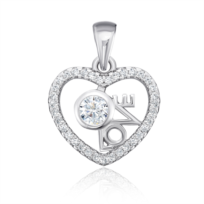 Срібна підвіска «Серце» з фіанітами. Артикул P5027-P/12/1
