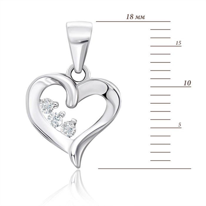 Срібна підвіска «Серце» з фіанітами. Артикул P5216-P/12/1