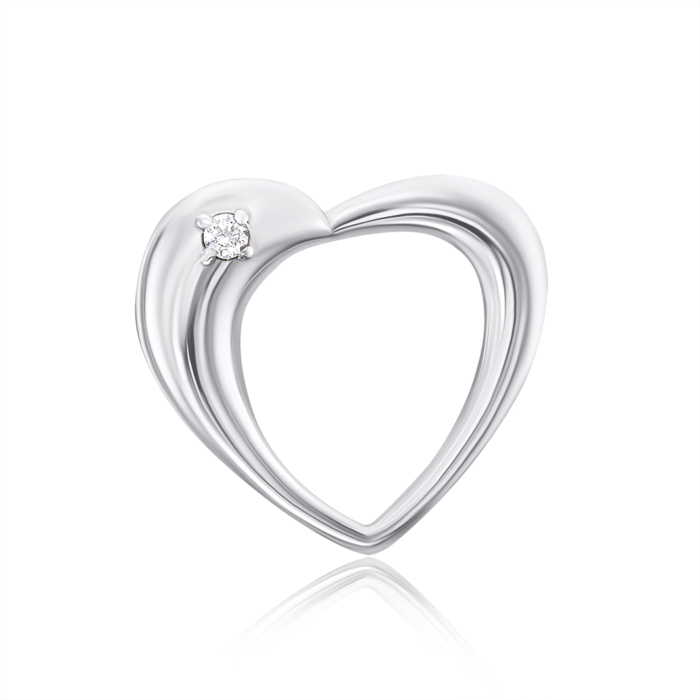 Срібна підвіска «Серце» з фіанітом. Артикул 35271/12/1/3