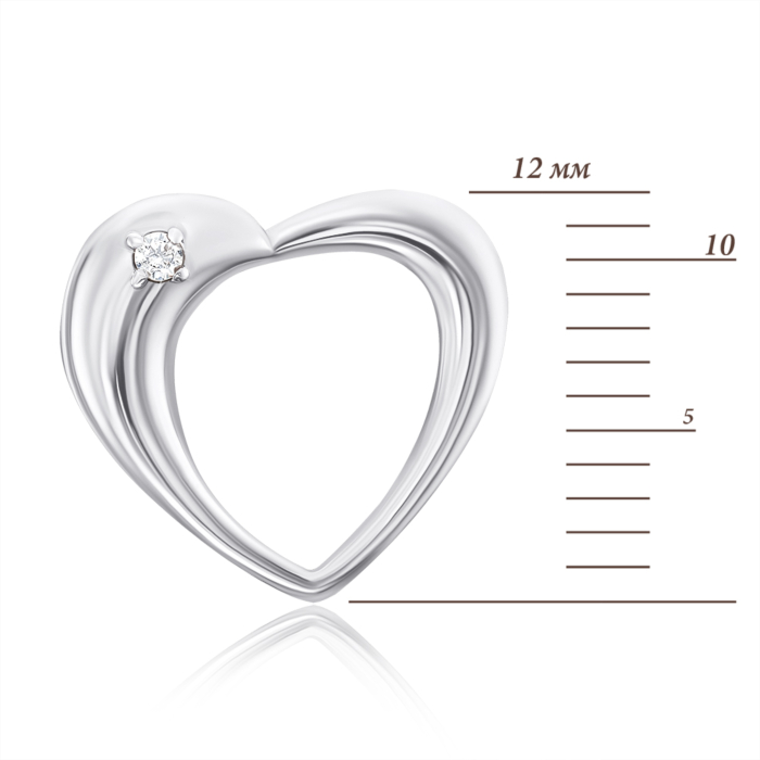 Срібна підвіска «Серце» з фіанітом. Артикул 35271/12/1/3